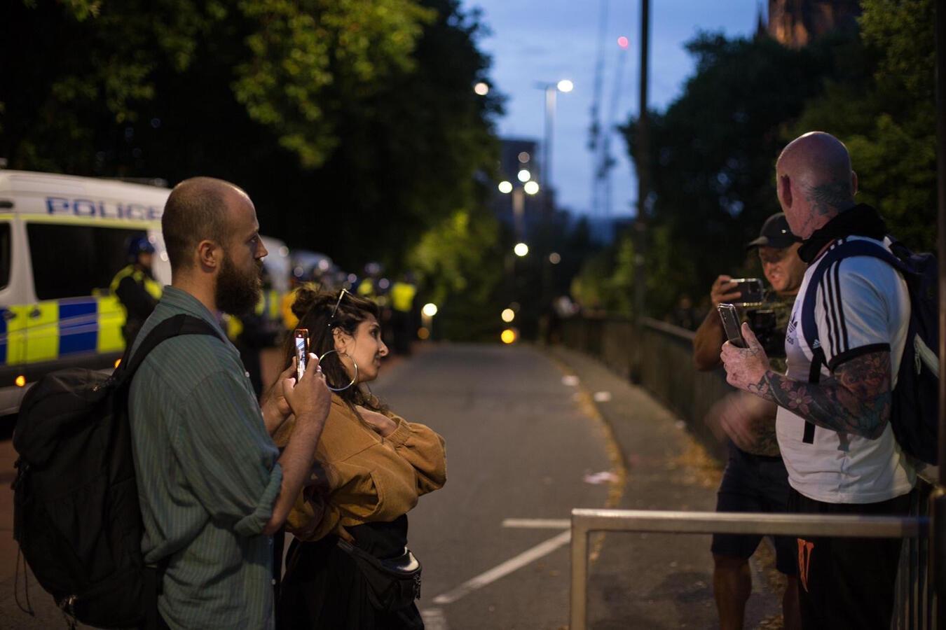 Cable journalists Sean and Priyanka interviewing anti-migrant protestors, August 2024 riots in Bristol